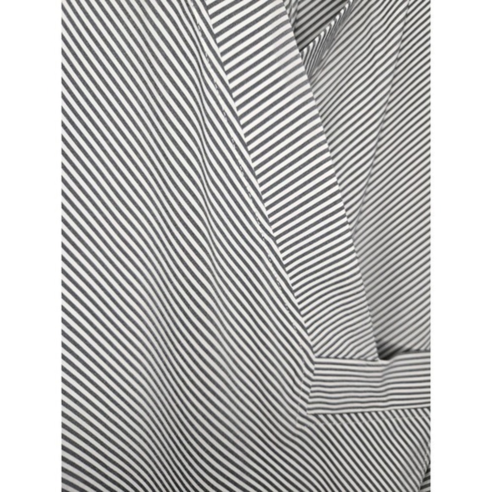 Athleta Newport Wrap Dress Gray White Stripe Midi Career Travel Medium - Picture 3 of 9